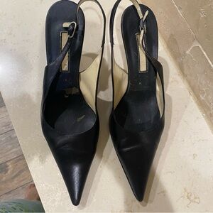 Pointy Black Slingback Heels perfect for a Chic sophisticated look.